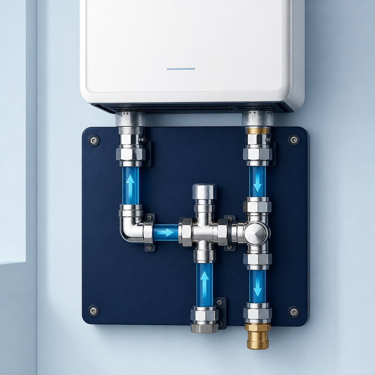 Tankless water-heater connection detail